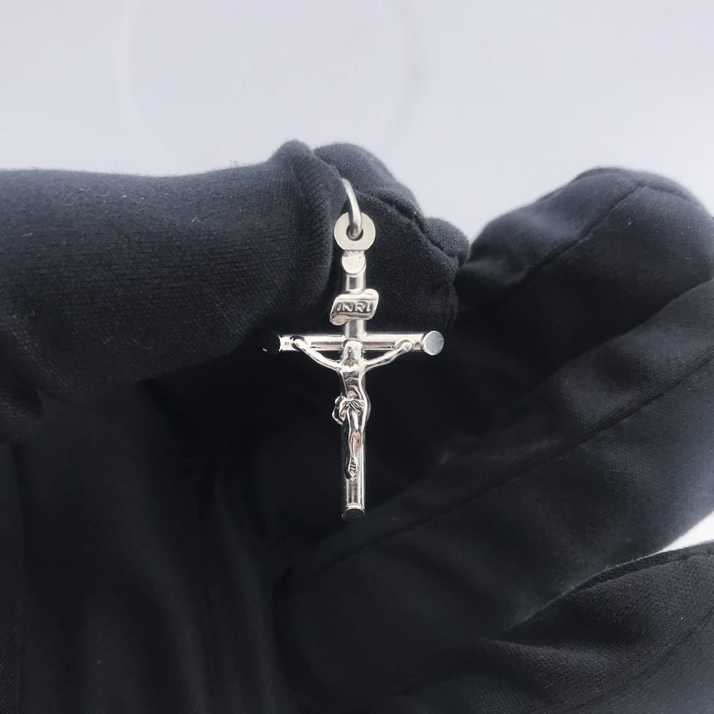 Blessed 14K Solid White Gold Jesus Crucifix Religious Cross Charm Pendant