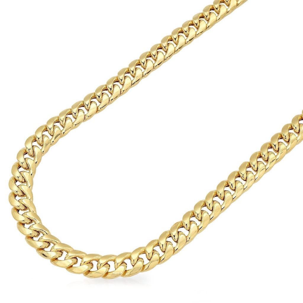14K Yellow Gold 6mm Hollow Miami Cuban Chain Necklace 22 ...