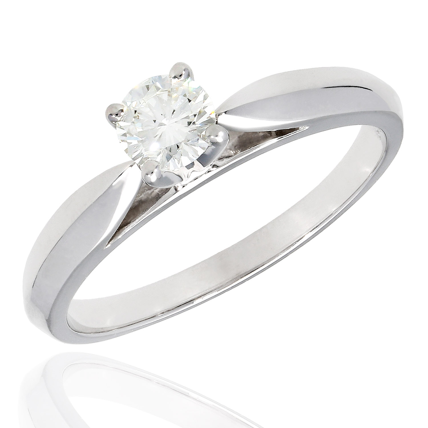 0.30CT Natural Diamond Round 14K White Gold Wedding Engagement Ring - 4.75