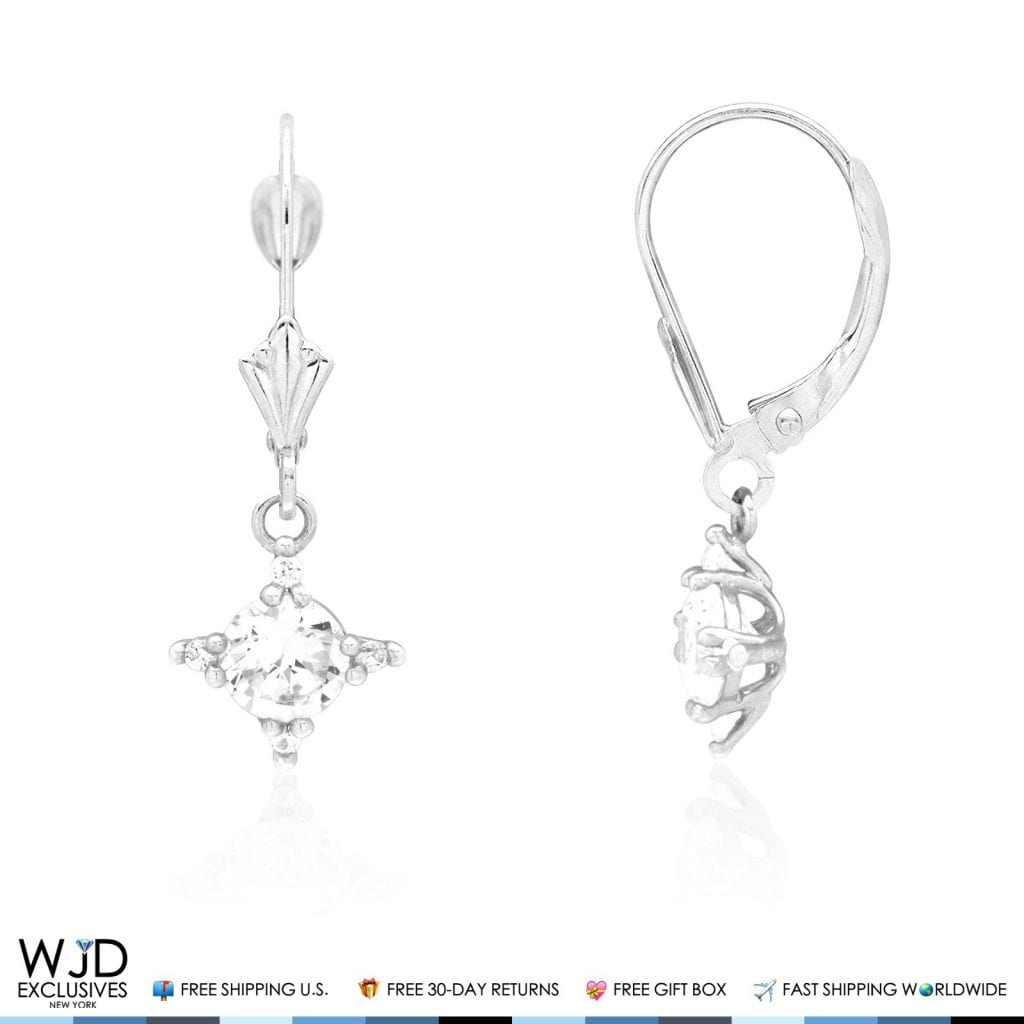 1.60Ct Created Diamond 14K White Gold Dangle Drop Leverback Earrings