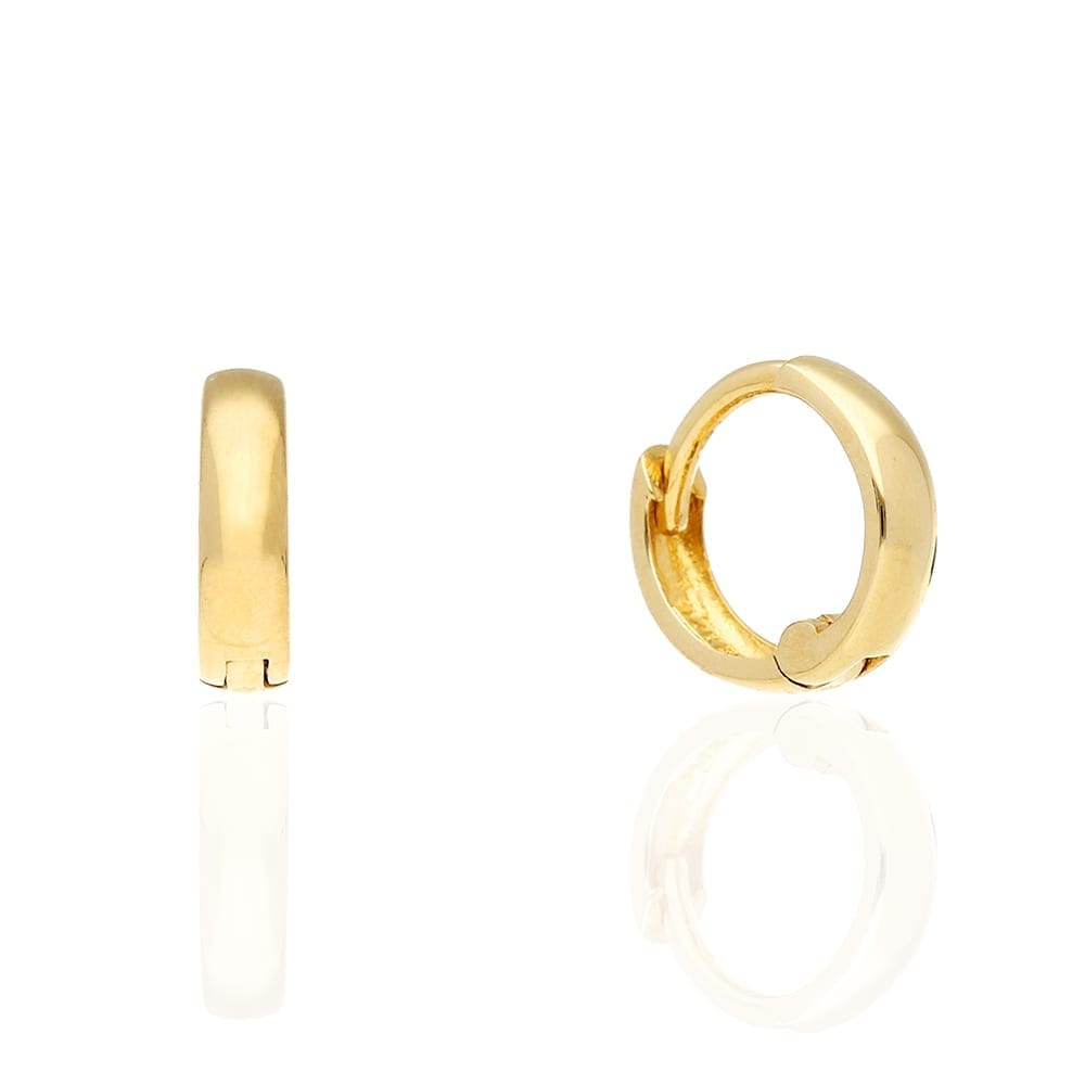 14k Gold Hoop Earrings 9mm Hinged Snapback Yellow Gold, Rose Gold &#038; White Gold - Yellow Gold