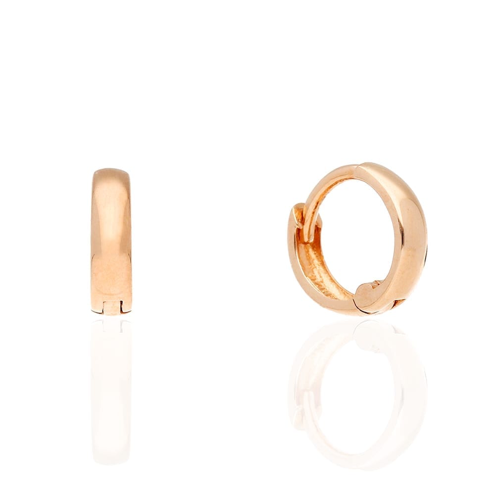 14k Gold Hoop Earrings 9mm Hinged Snapback Yellow Gold, Rose Gold &#038; White Gold - Rose Gold