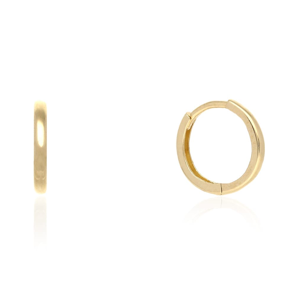 14k Gold Hoop Earrings 10mm Hinged Snapback Yellow Gold, Rose Gold &#038; White Gold - Yellow Gold