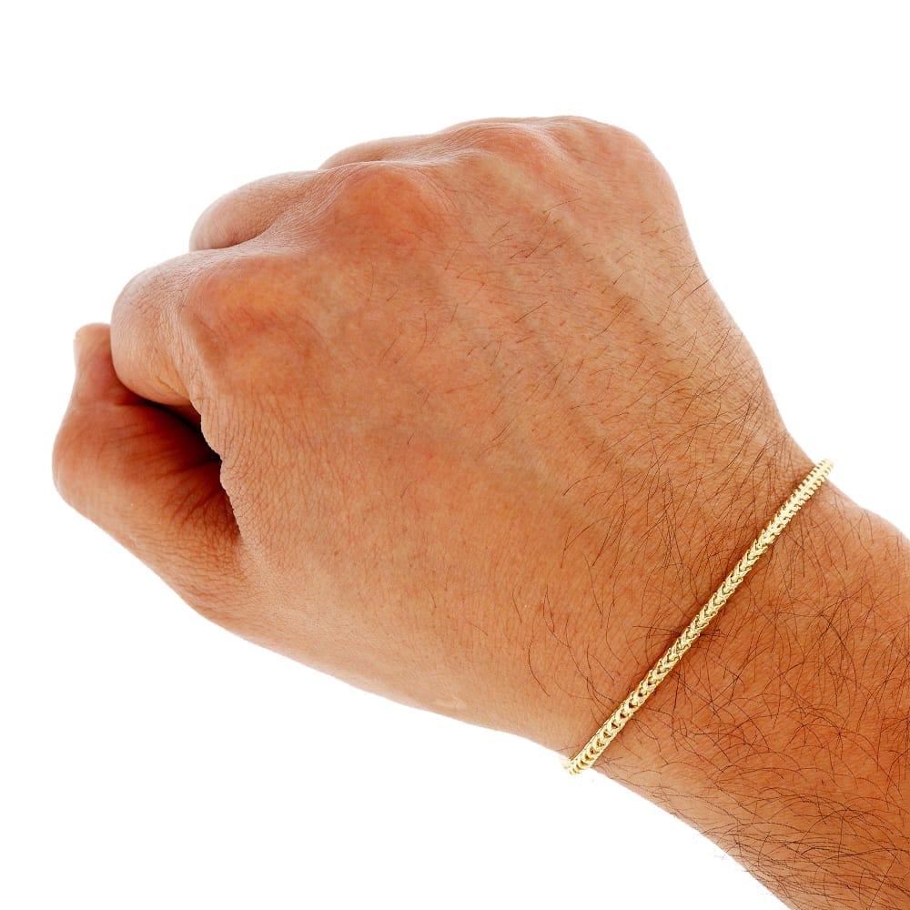 10k Solid Yellow Gold 2.7mm Franco Men’s Bracelet 8″ | WJD Exclusives