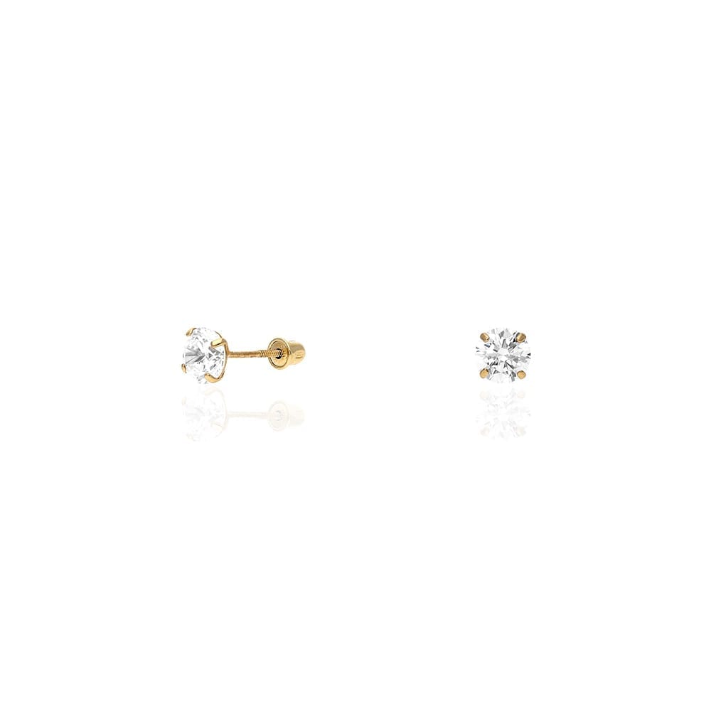 Simulated Diamond Stud Earrings Screw Back in 3.0 TCW in 14k Yellow Gold  ,unisex Earring 
