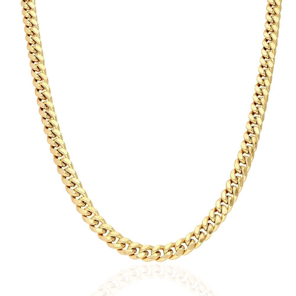 10k Solid Yellow Gold Hollow 7.5mm Miami Cuban Chain Necklace 24" 26" 28" - 28"