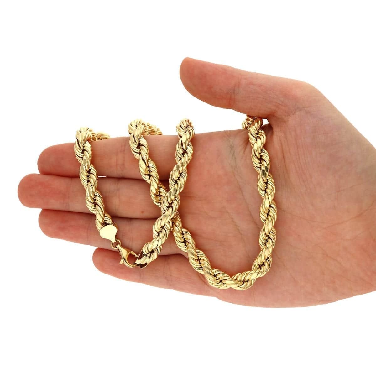 Men's Women's Real 14k Yellow Gold Hollow Rope Chain Necklace 1.5mm-4.5mm  16-30