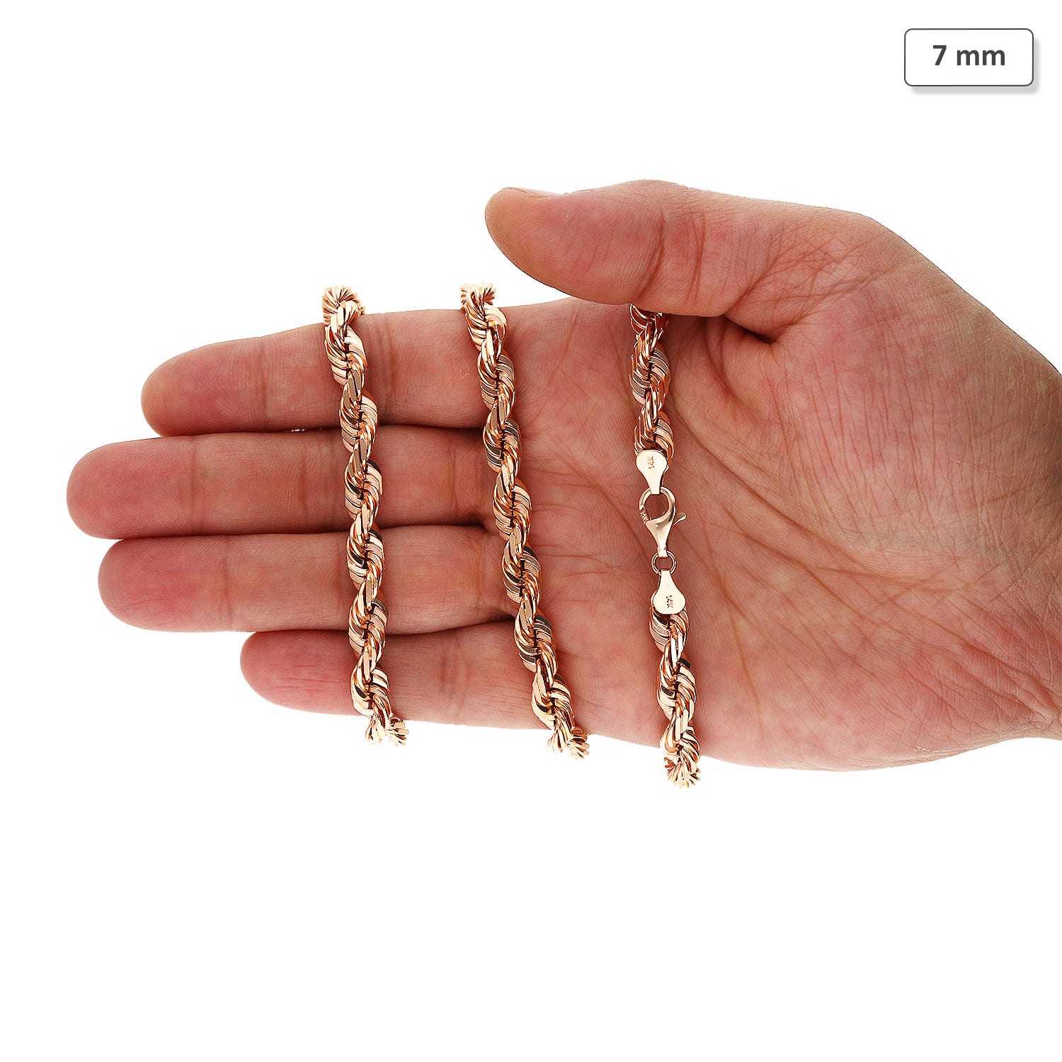 14k Rose Gold 1mm Diamond-Cut Rope Chain Necklace Bracelet 7-24 
