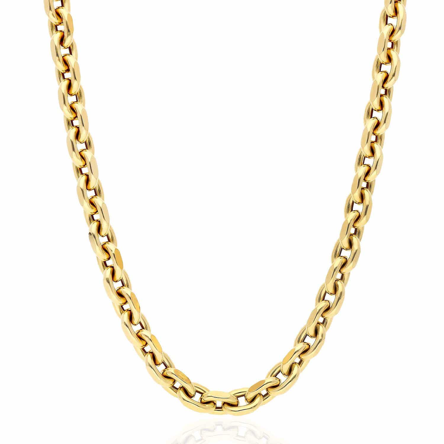 14k Yellow Gold 7 5mm Diamond Cut Cable Chain Necklace 22″ 24″ 26″ Wjd Exclusives