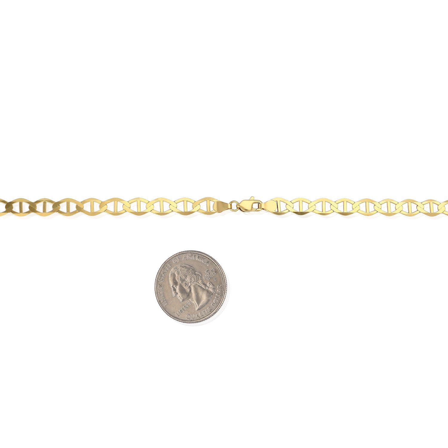 14K Solid Yellow Gold 6mm Flat Mariner Link Chain Necklace ...