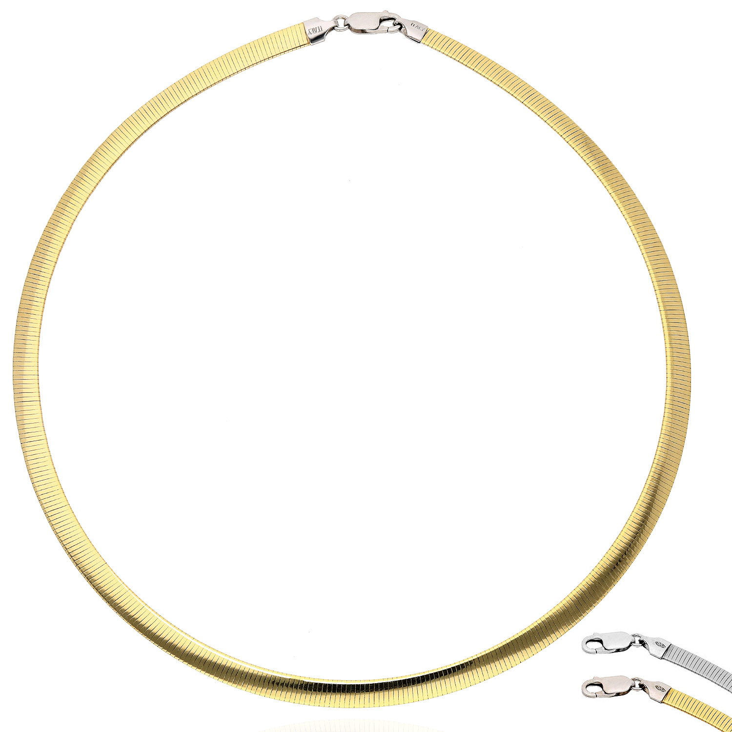 Yellow White Gold Tone 925 Silver Reversible 6mm Omega Necklace 18"