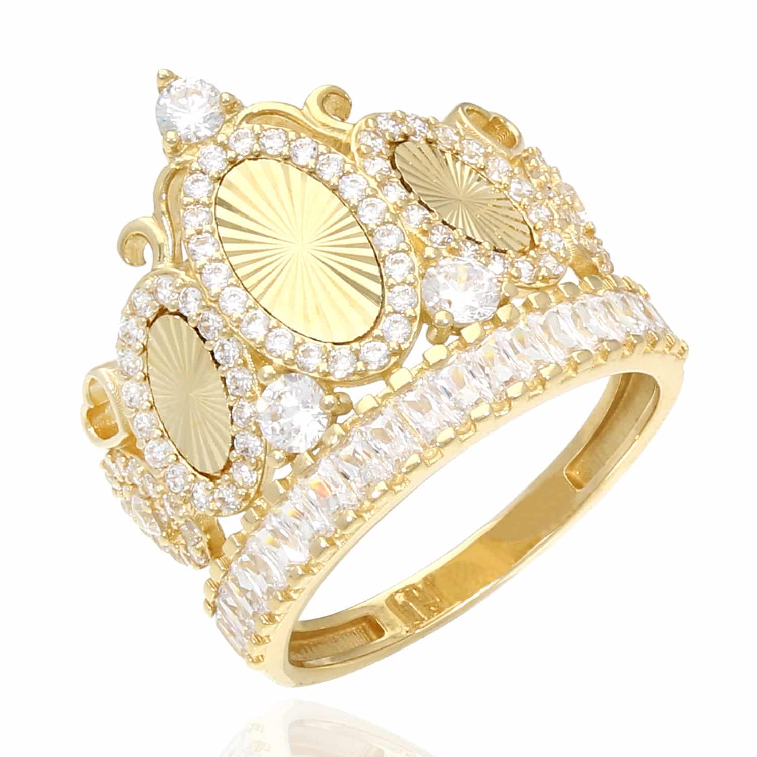 1.70Ct Created Diamond 14K Yellow Gold Royal Crown Cocktail Ring | WJD ...