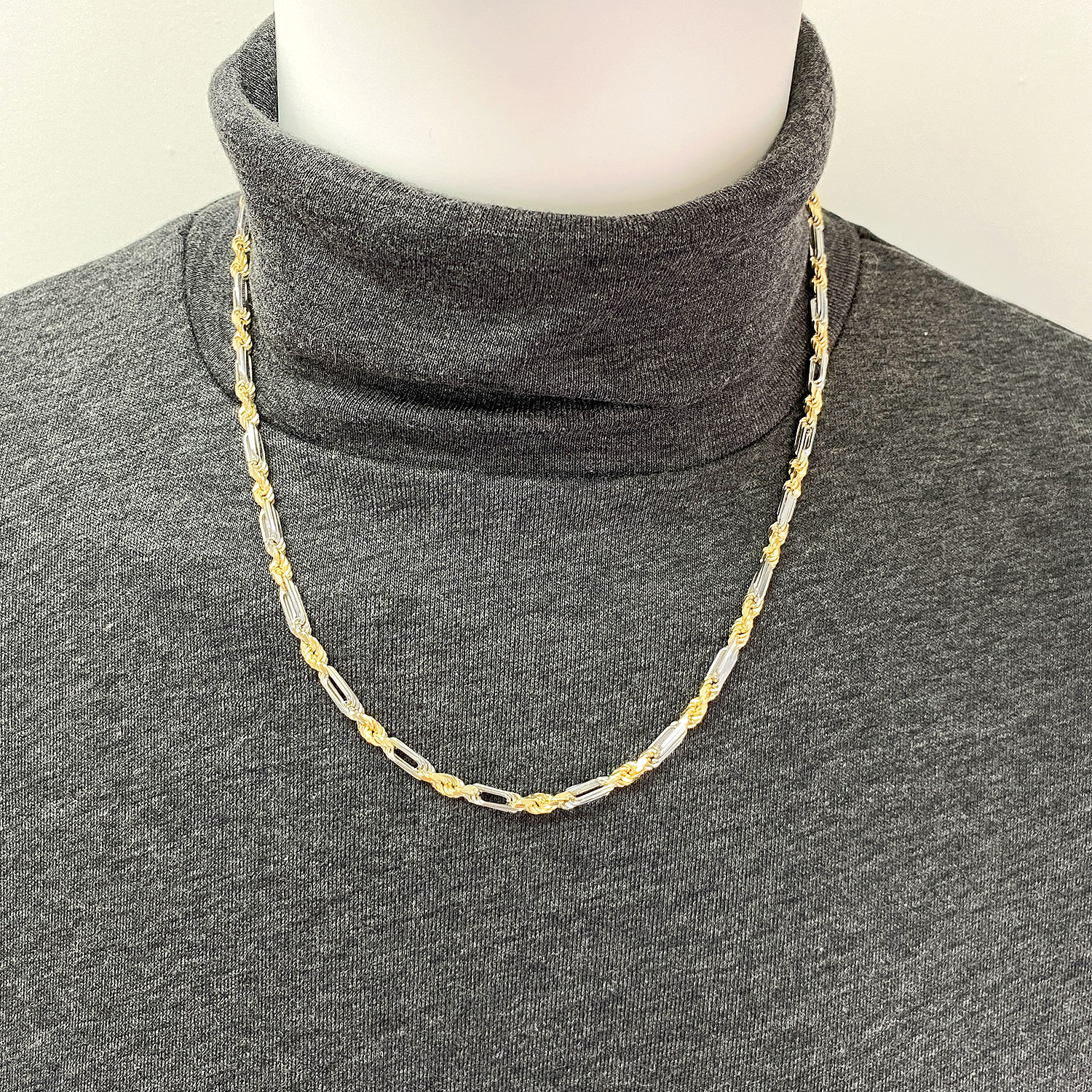 4mm Two-Tone Rope Chain Necklace