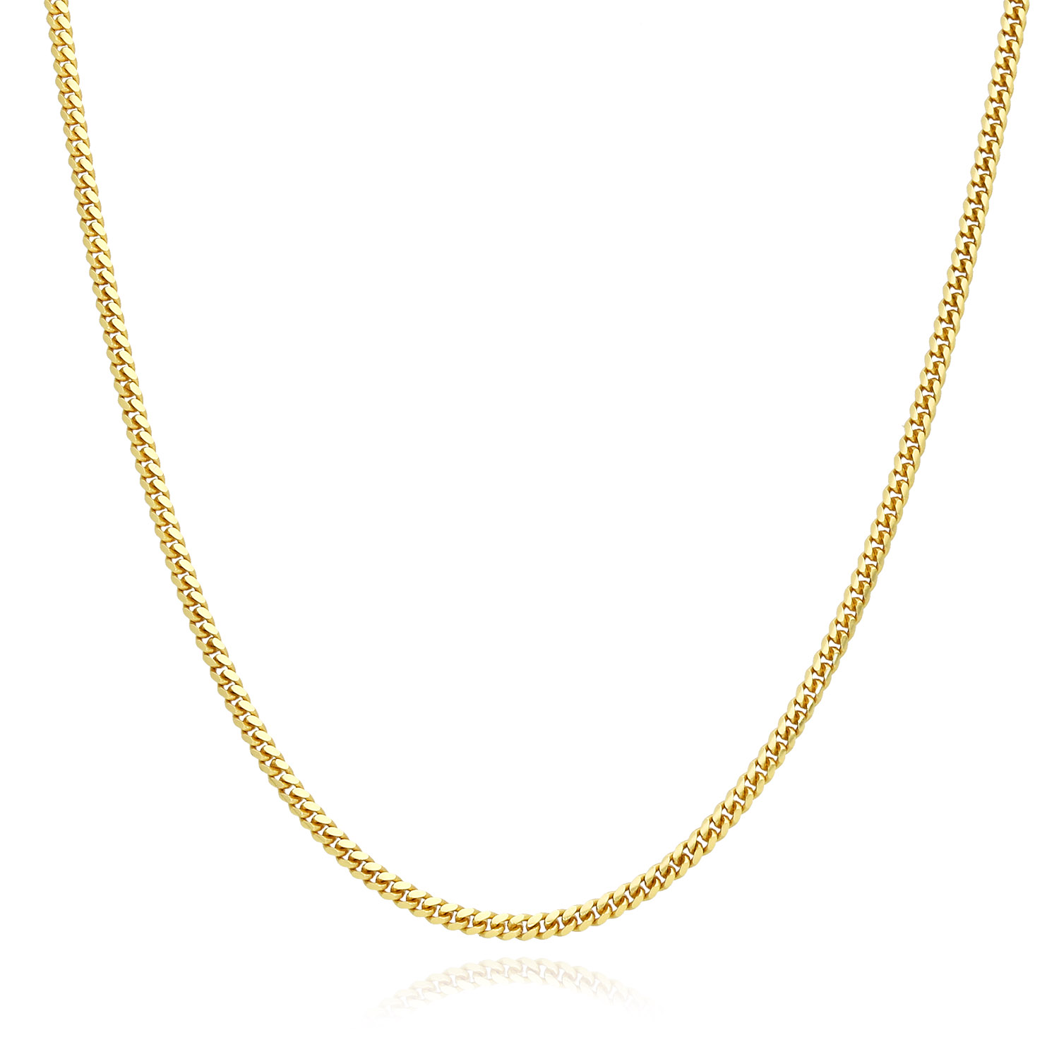 Solid 18K Yellow Gold Over Silver 2mm Miami Cuban Chain Necklace 16"-30" - 30"