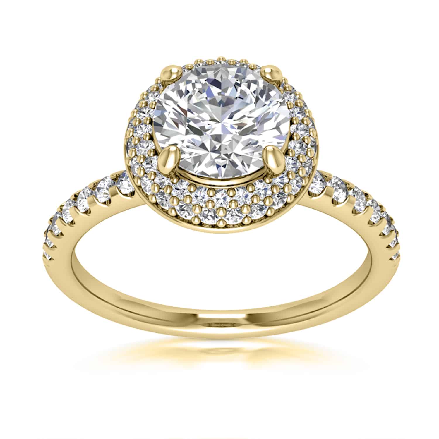 1.44CTW Lab-Grown Diamond 18K Yellow Gold Round Halo Engagement Ring - 9.5