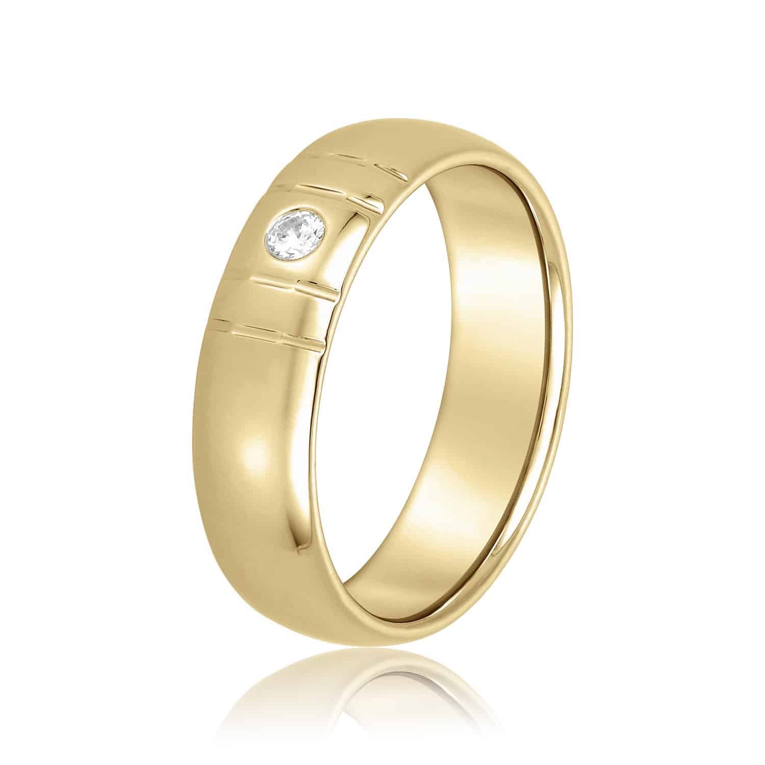 0.10CT Natural Diamond 14K Yellow Gold 6mm Wedding Ring Band - 10.5