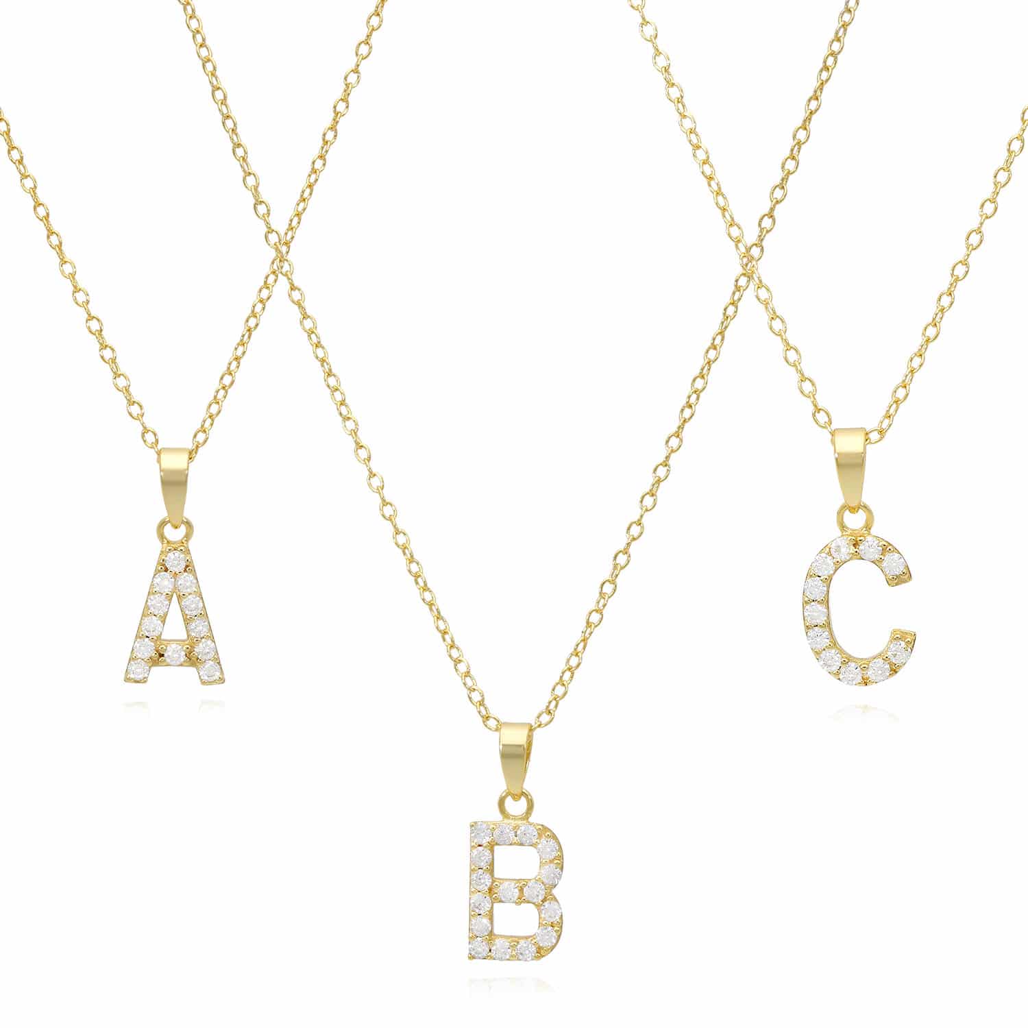 18K Yellow Gold Over Silver Cable Necklace 18" Initial Letter Pendant 0.7" - D