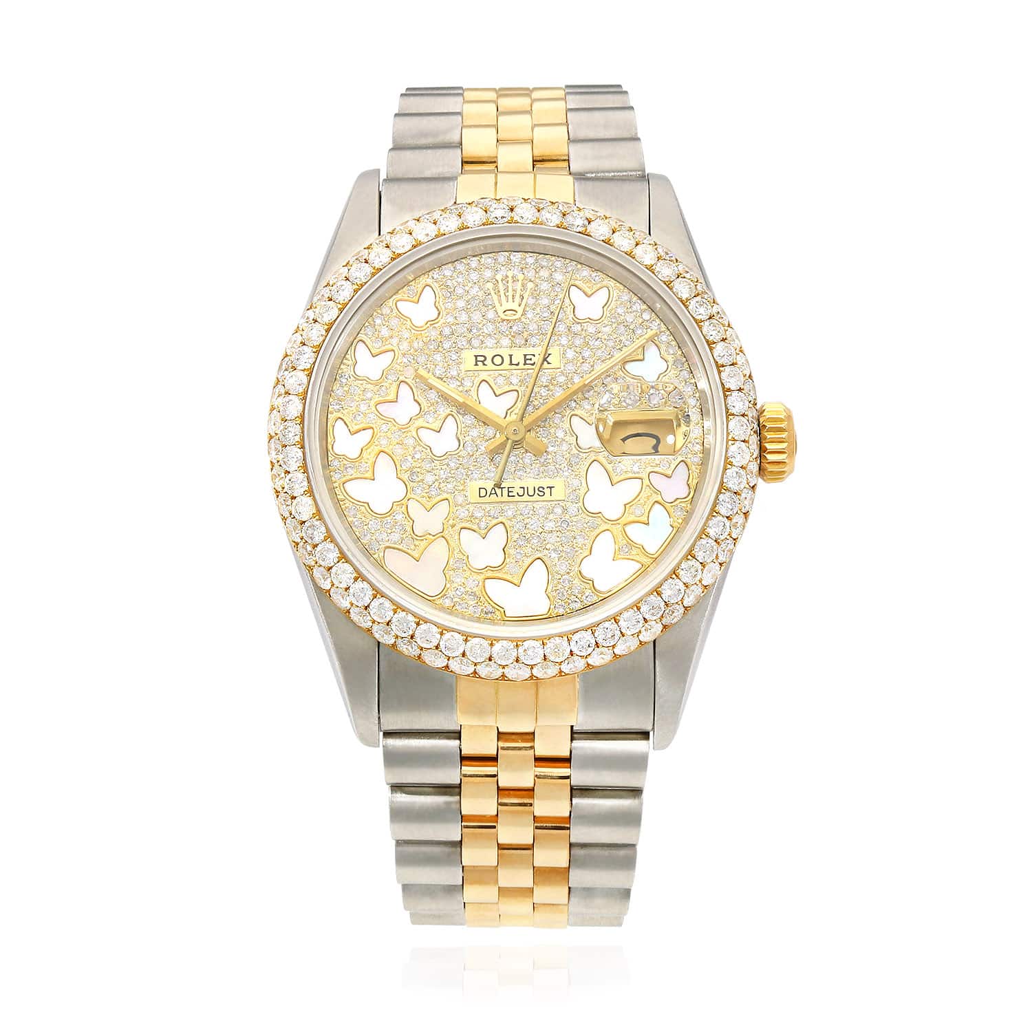 Rolex Datejust Jubilee Band Custom Diamond Bezel MOP Butterfly Dial 36mm Watch