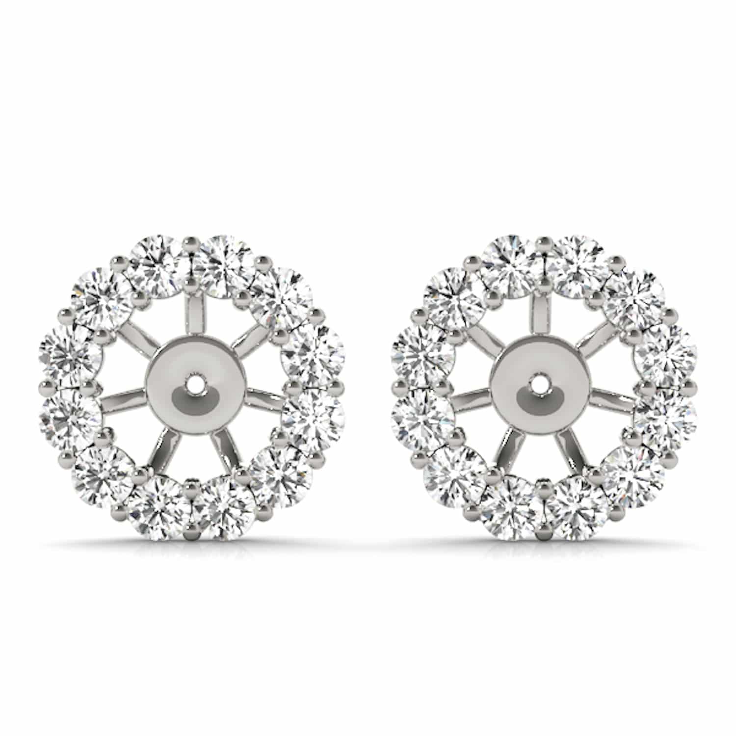 0.75-2CTW Natural Diamond 14K White Gold Jackets for Stud Earrings - 0.75
