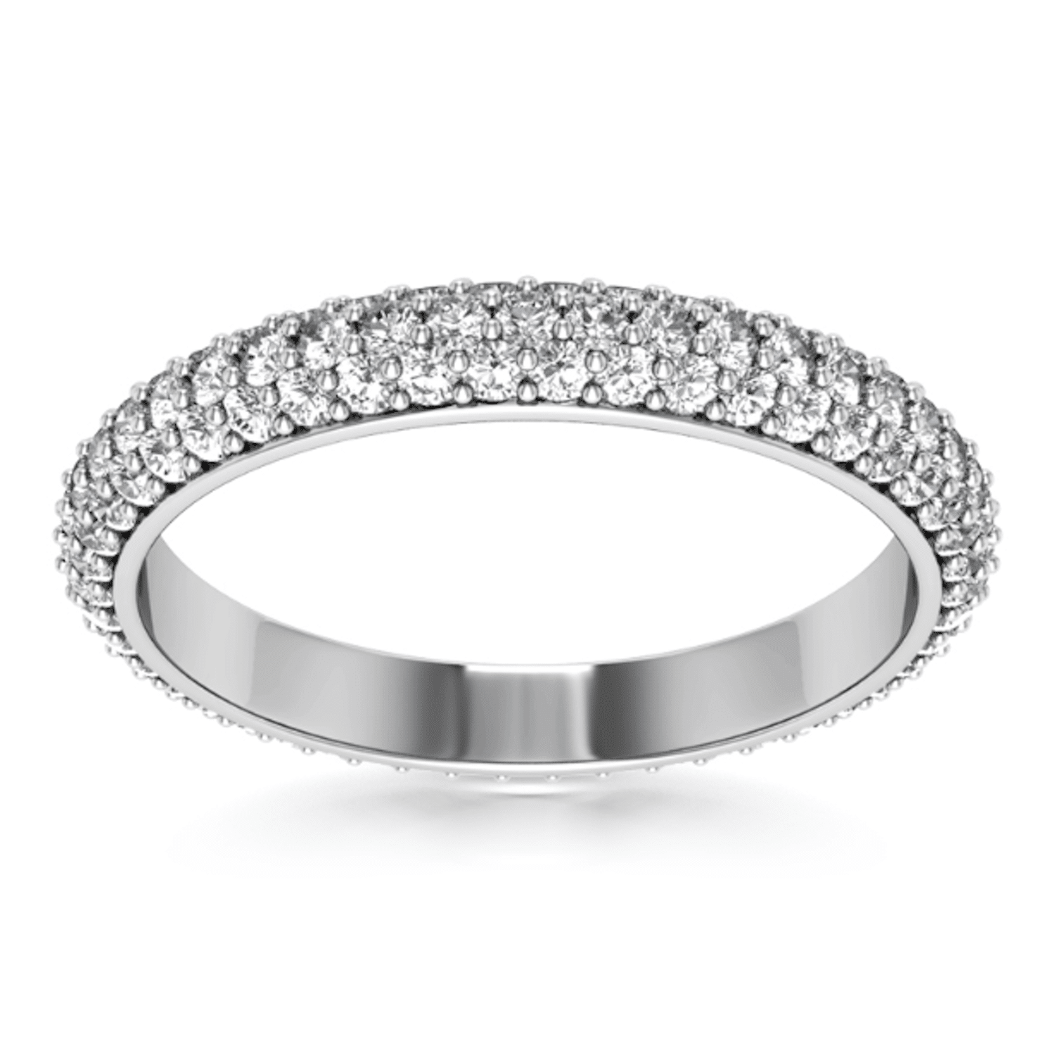 1CTW Natural Diamond 18K White Gold All Around Wedding Ring Band - 6.5