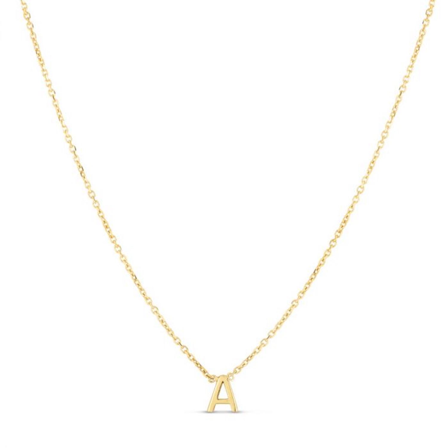 14K Yellow Gold Letter Initials Pendant Necklace 16"-18" - A