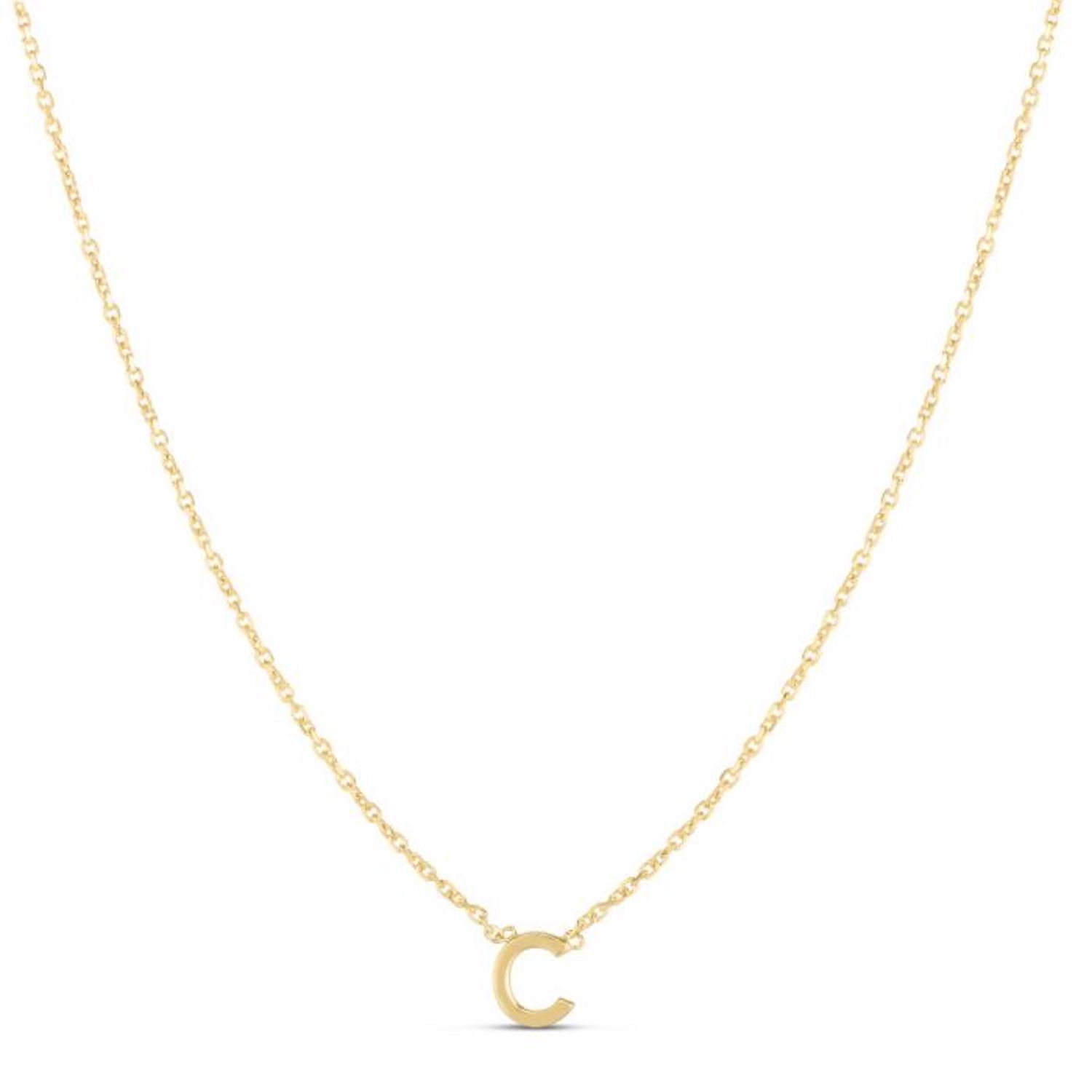 14K Yellow Gold Letter Initials Pendant Necklace 16"-18" - C