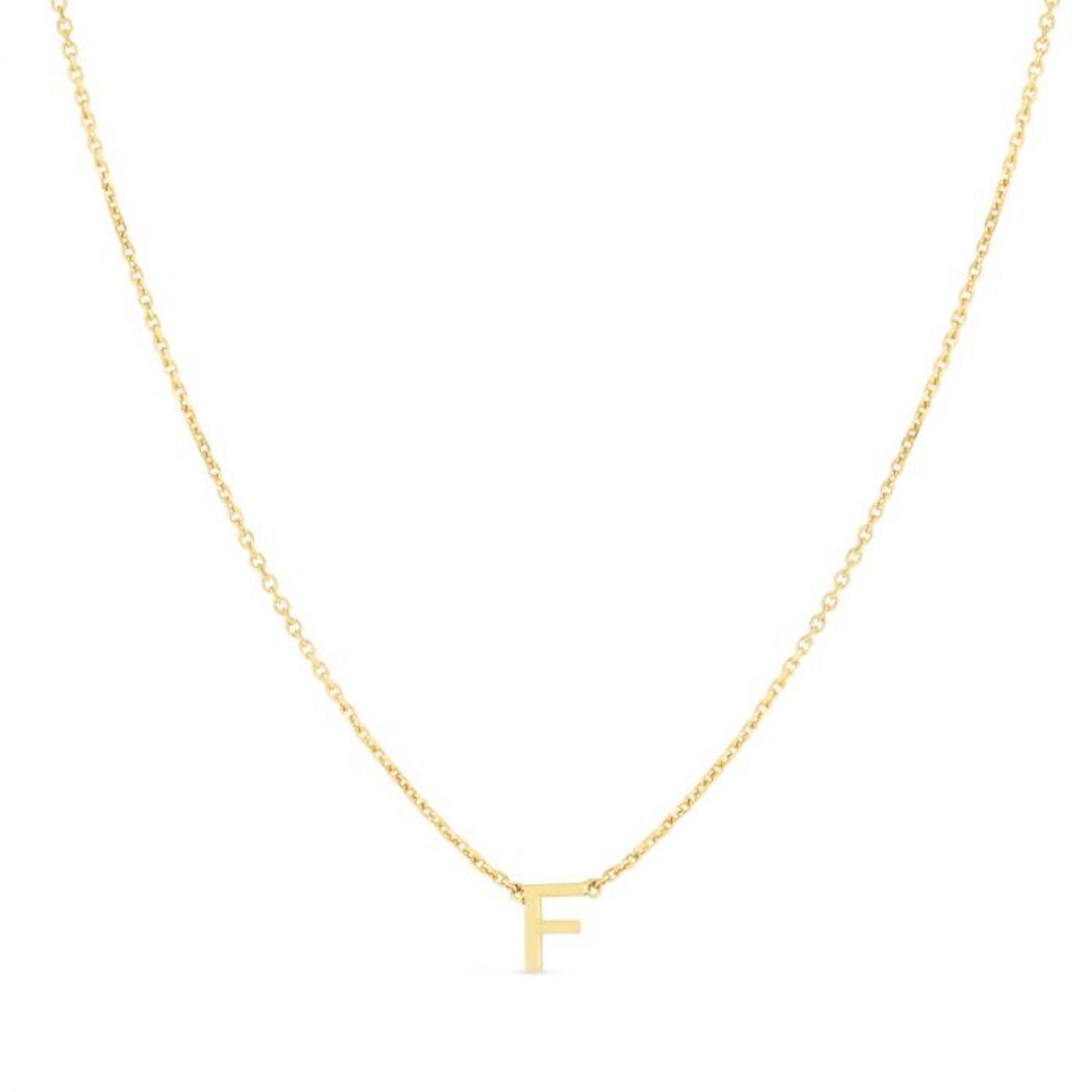 14K Yellow Gold Letter Initials Pendant Necklace 16"-18" - F
