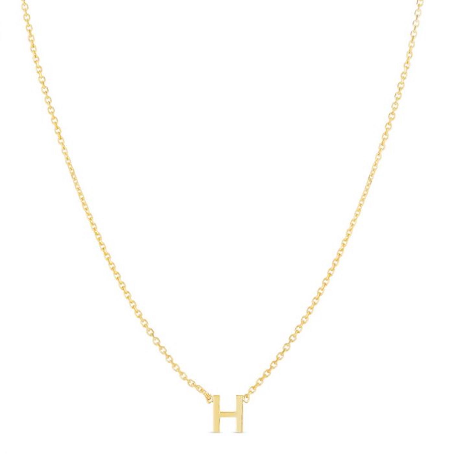 14K Yellow Gold Letter Initials Pendant Necklace 16"-18" - H
