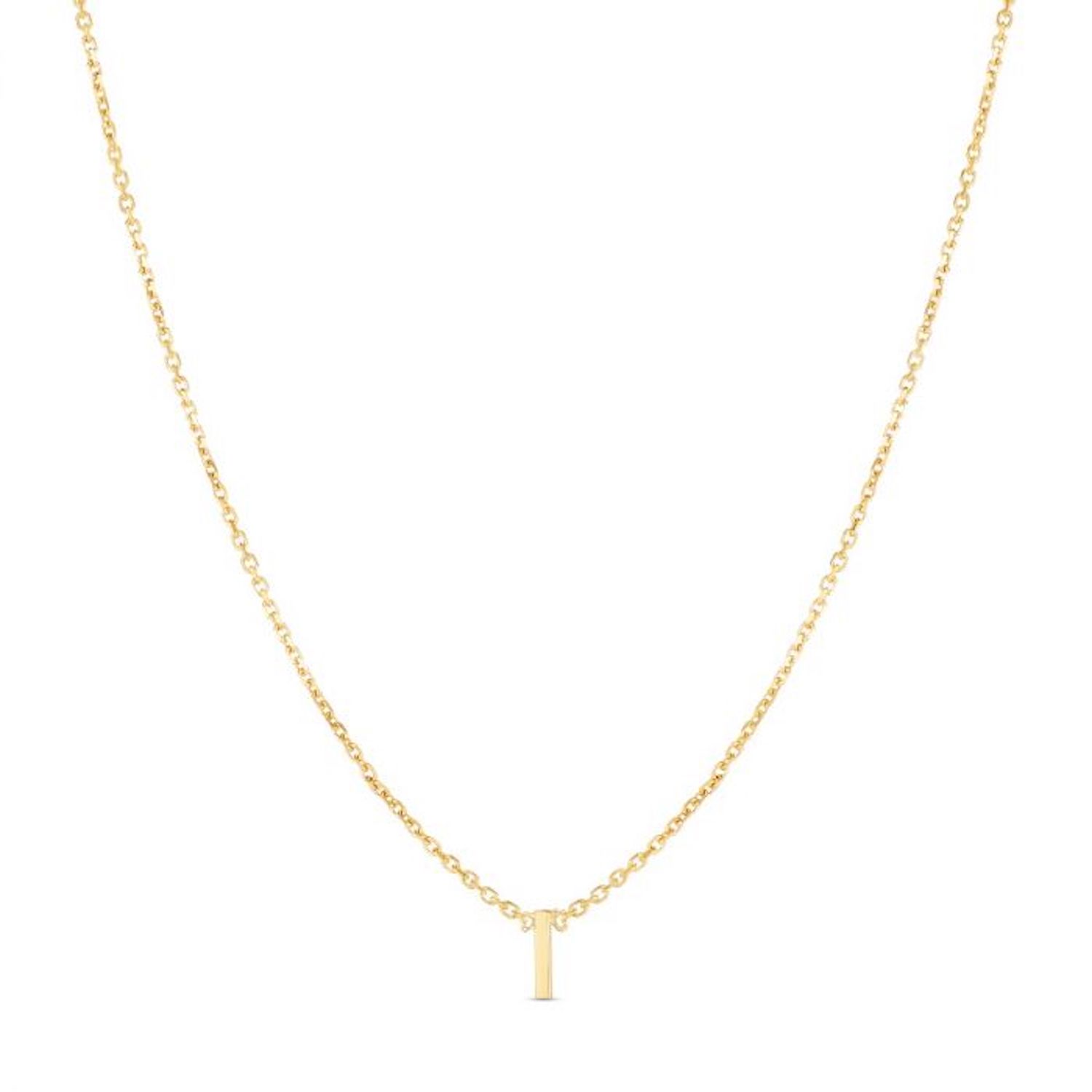 14K Yellow Gold Letter Initials Pendant Necklace 16"-18" - I