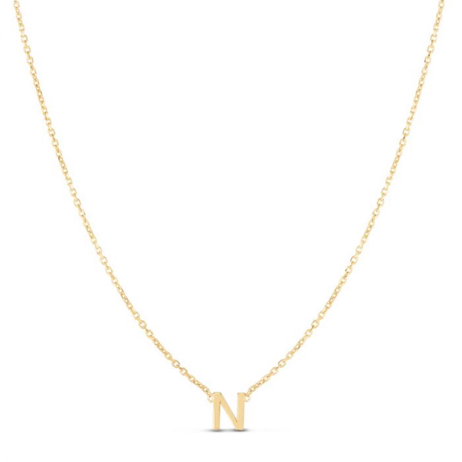 14K Yellow Gold Letter Initials Pendant Necklace 16"-18" - N