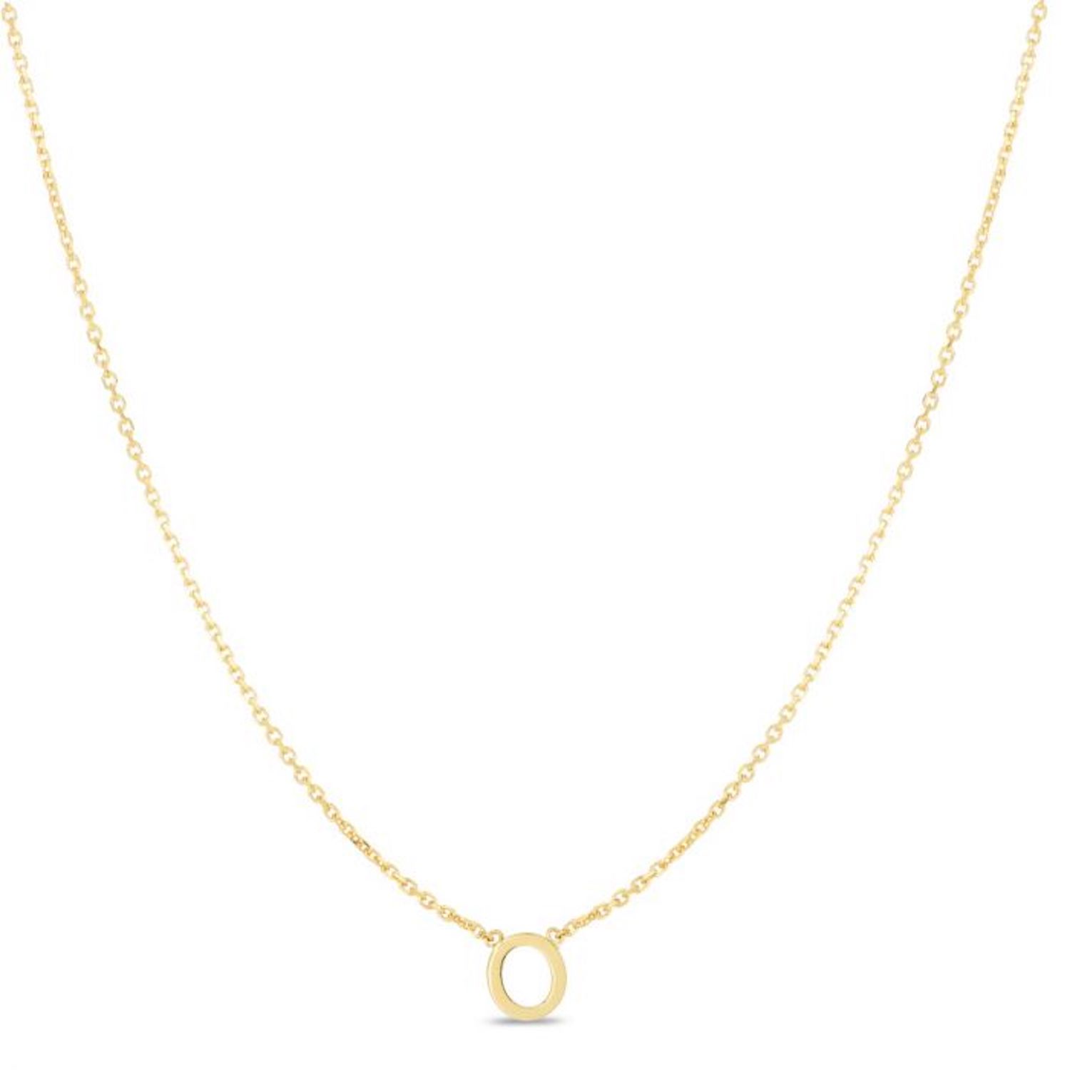 14K Yellow Gold Letter Initials Pendant Necklace 16"-18" - O