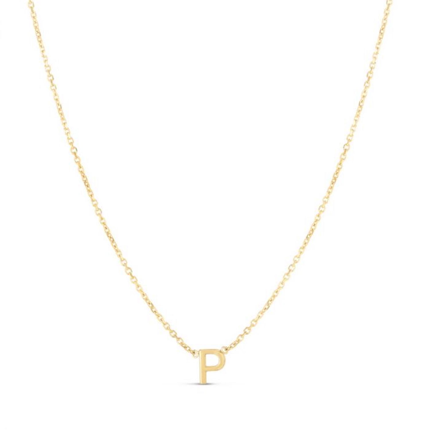 14K Yellow Gold Letter Initials Pendant Necklace 16"-18" - P