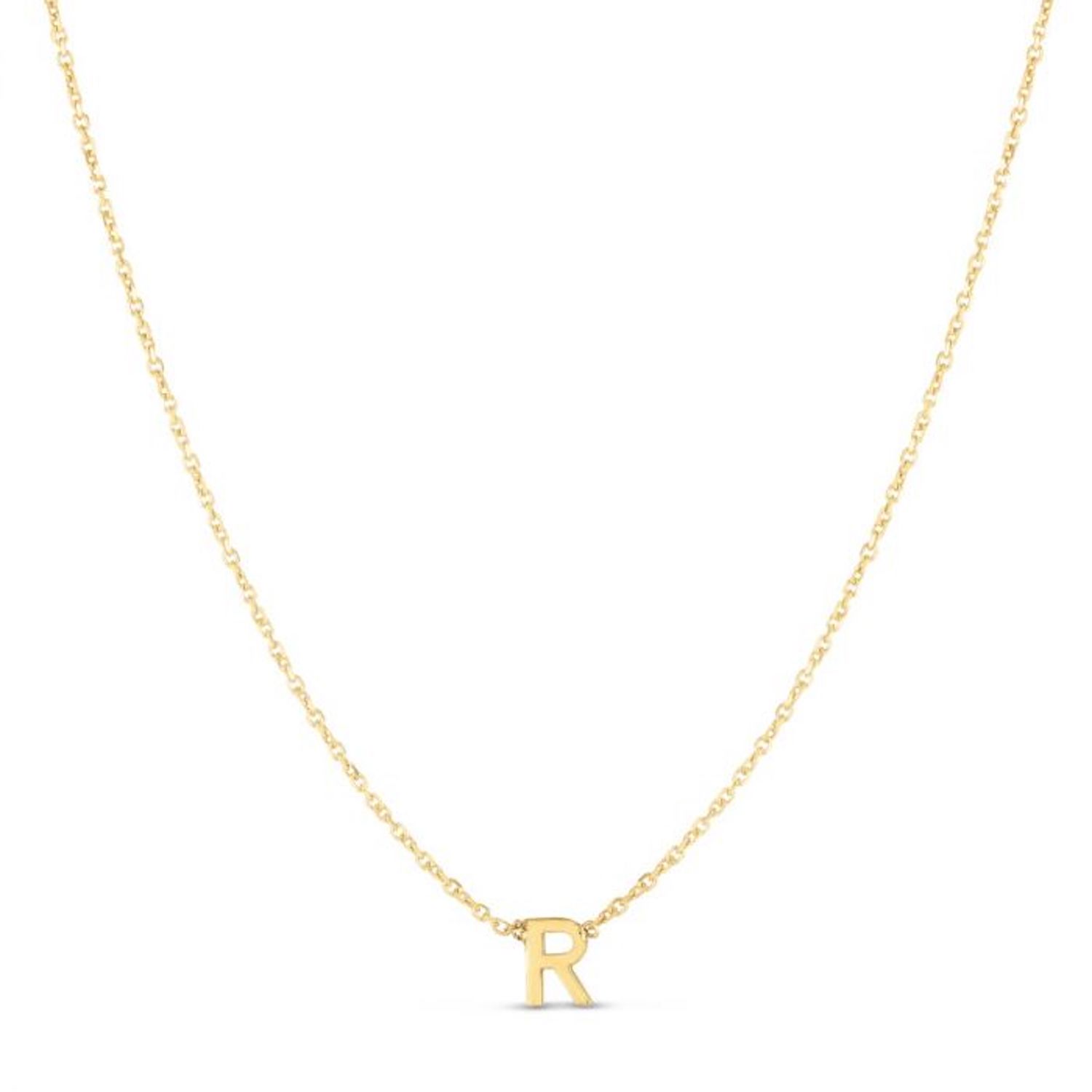 14K Yellow Gold Letter Initials Pendant Necklace 16"-18" - R