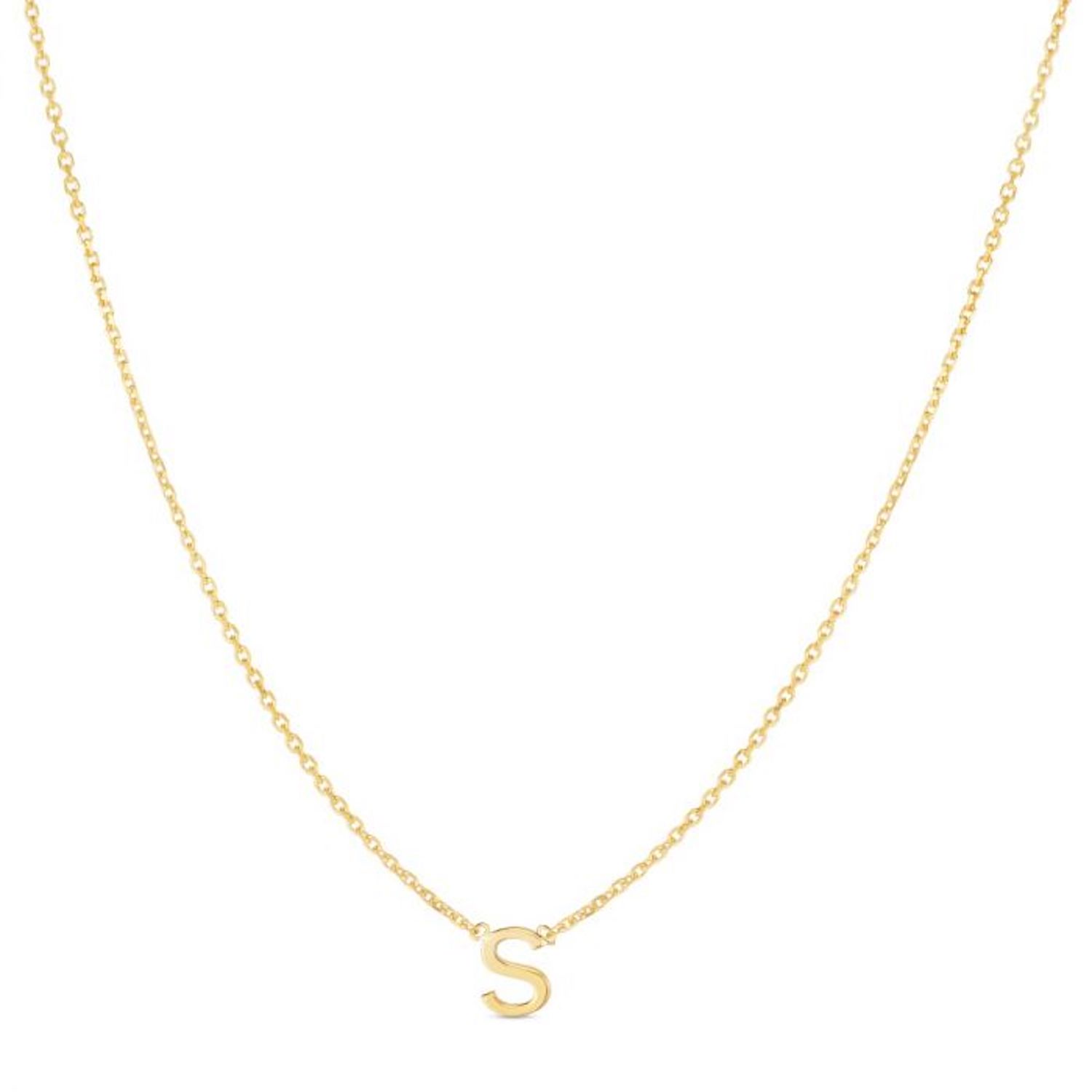 14K Yellow Gold Letter Initials Pendant Necklace 16"-18" - S