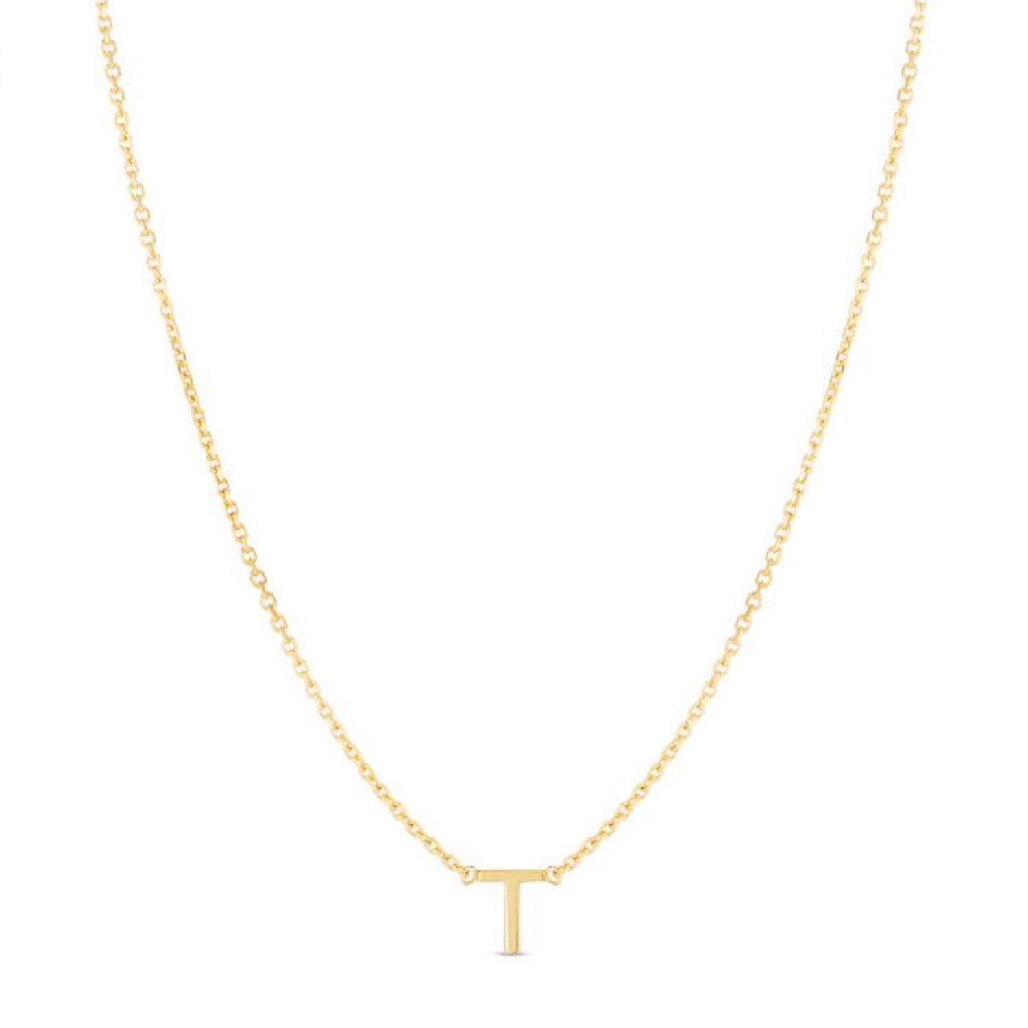 14K Yellow Gold Letter Initials Pendant Necklace 16"-18" - T