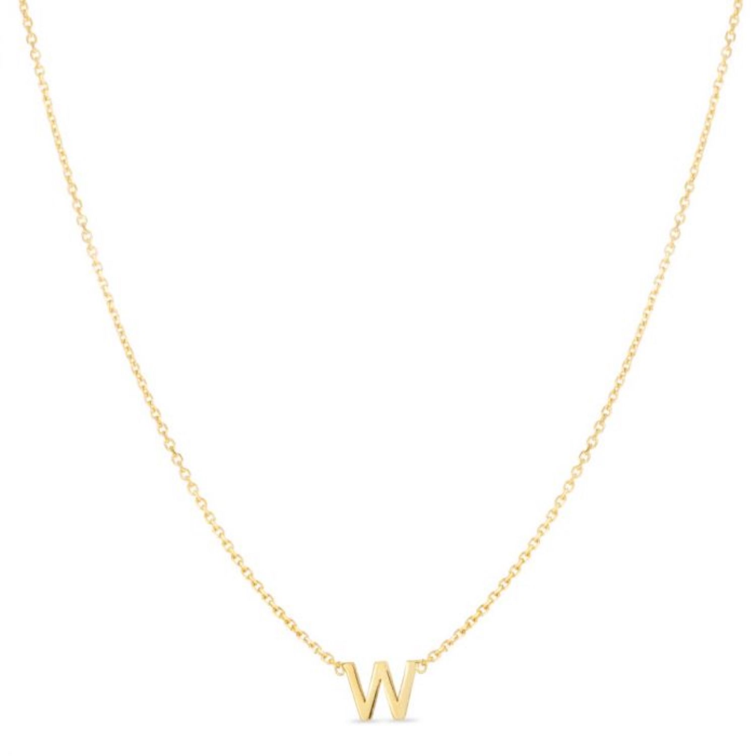 14K Yellow Gold Letter Initials Pendant Necklace 16"-18" - W