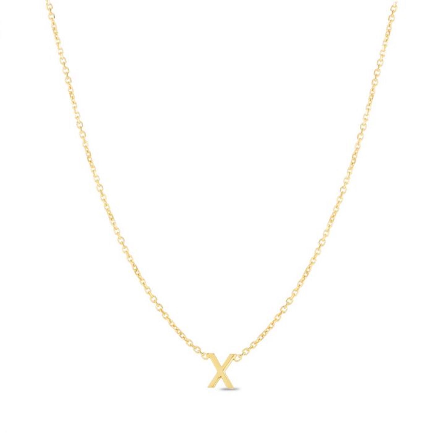 14K Yellow Gold Letter Initials Pendant Necklace 16"-18" - X