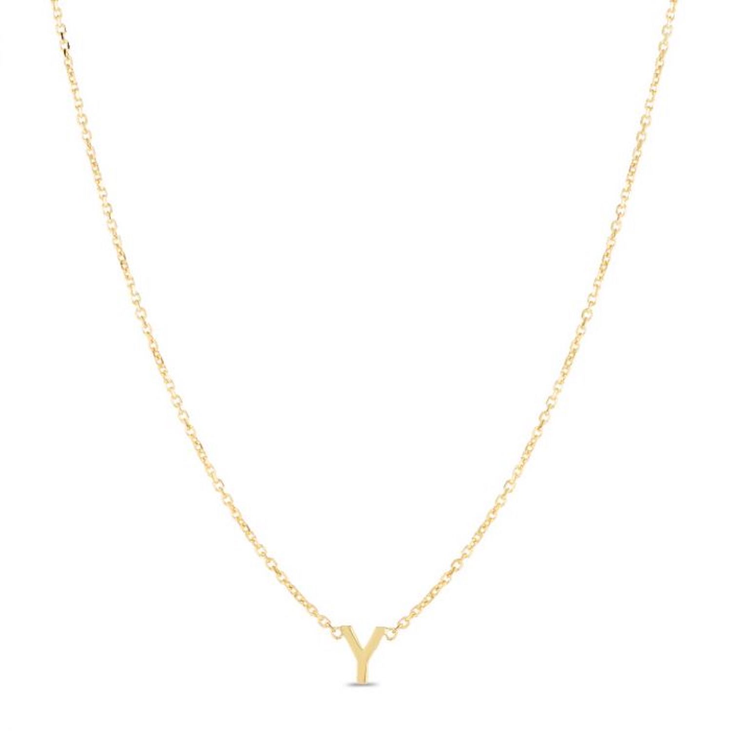 14K Yellow Gold Letter Initials Pendant Necklace 16"-18" - Y