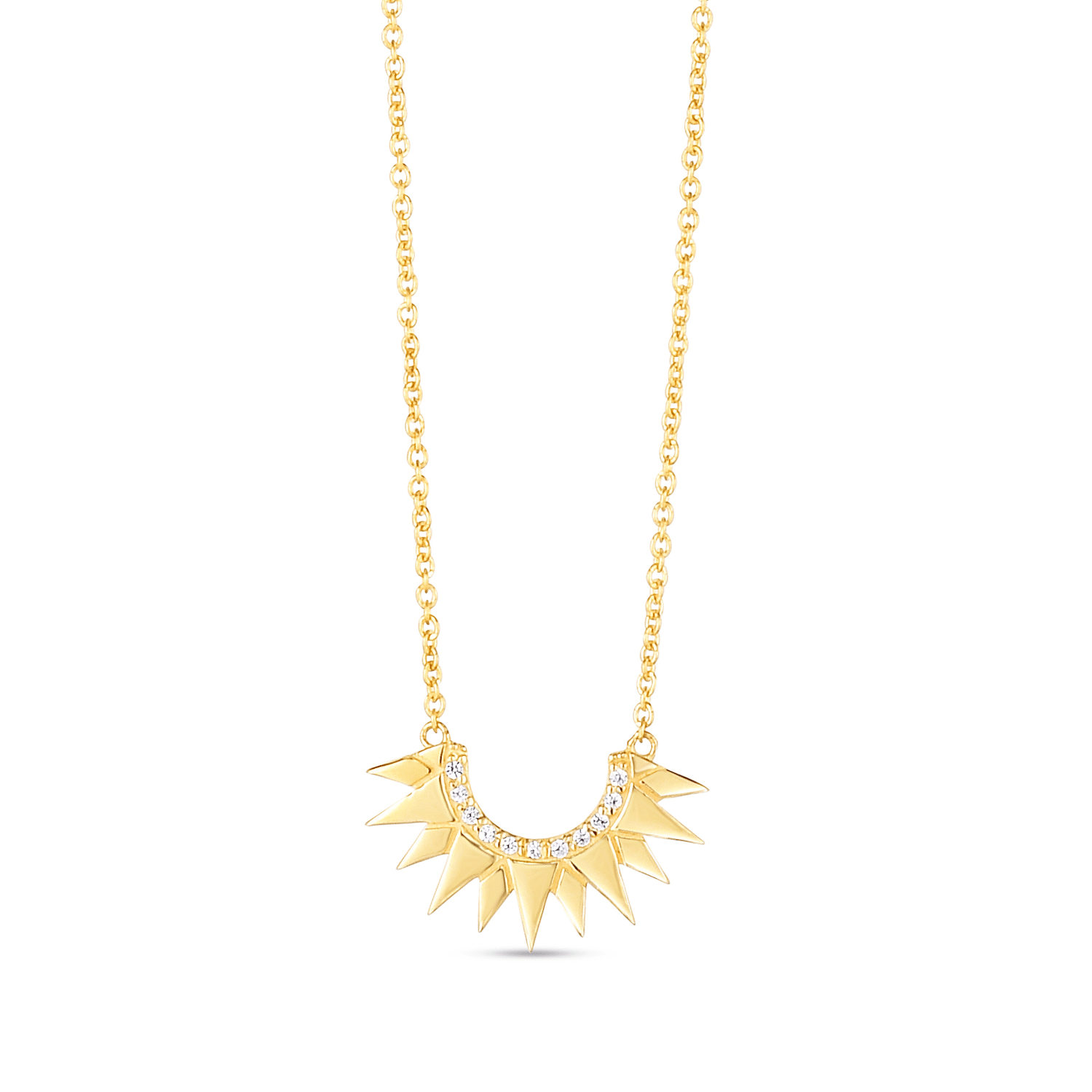 .55CTW Natural Diamond 14K Gold Yellow White Rose Sunburst Necklace 16"-18" Adj. - Yellow Gold