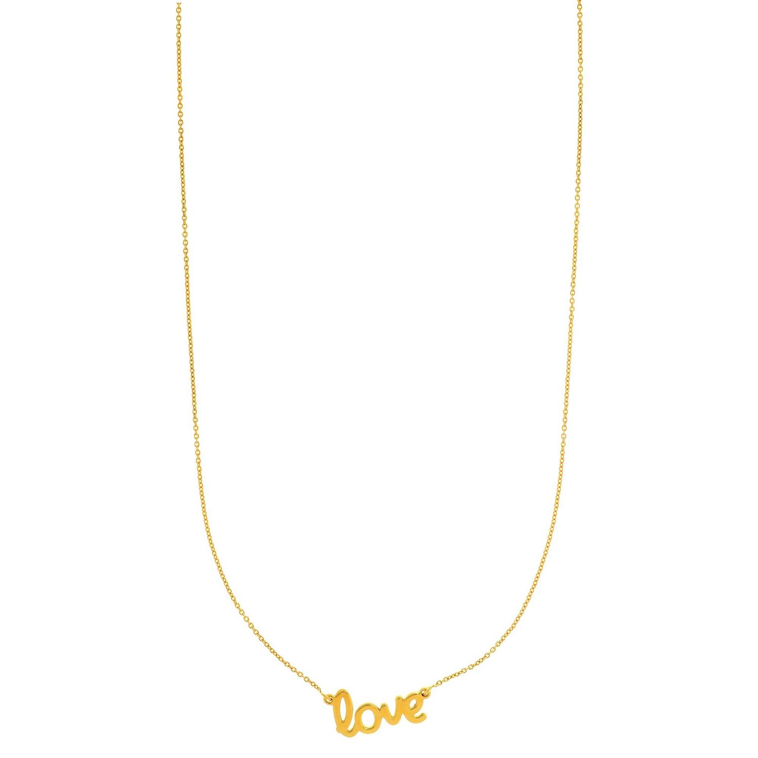 14K Gold Rose Yellow LOVE Pendant Chain Necklace 16"-18" Adjustable - Yellow Gold