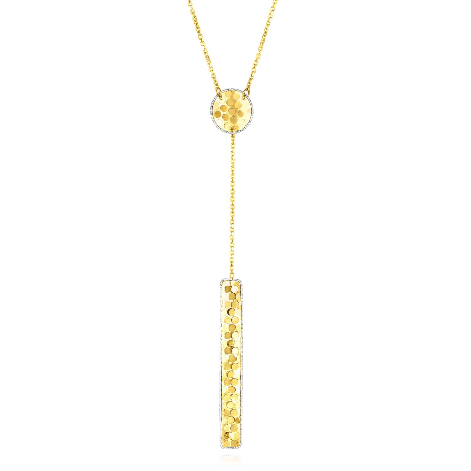 14K Yellow Gold Confetti Lariat Pendant Necklace 16"-18" Adjustable