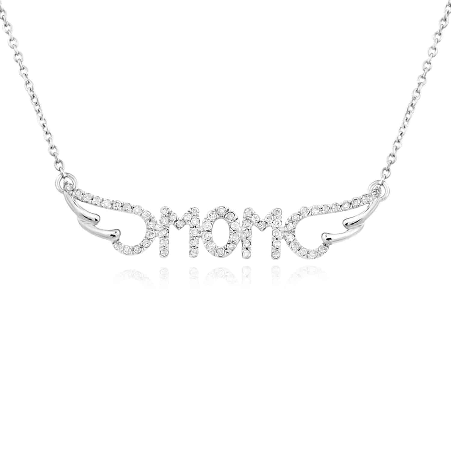 .16CTW Natural Diamond 10K Gold Yellow White Rose Wings MOM Pendant Necklace 18" - White Gold