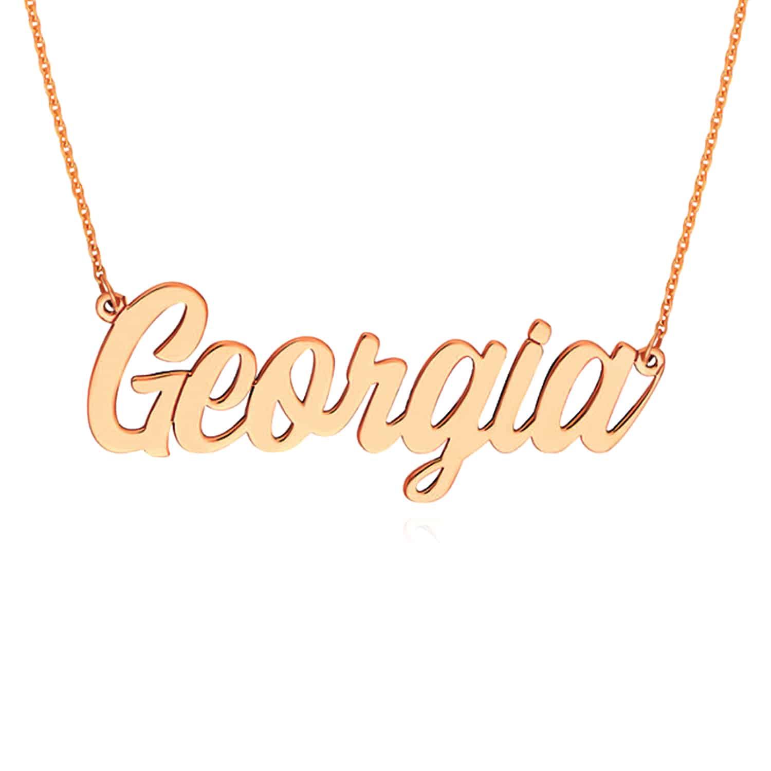 Customizable 14K Gold Yellow White Rose Script Nameplate Pendant Necklace 14-18" - Rose Gold, 14"-16" Adjustable