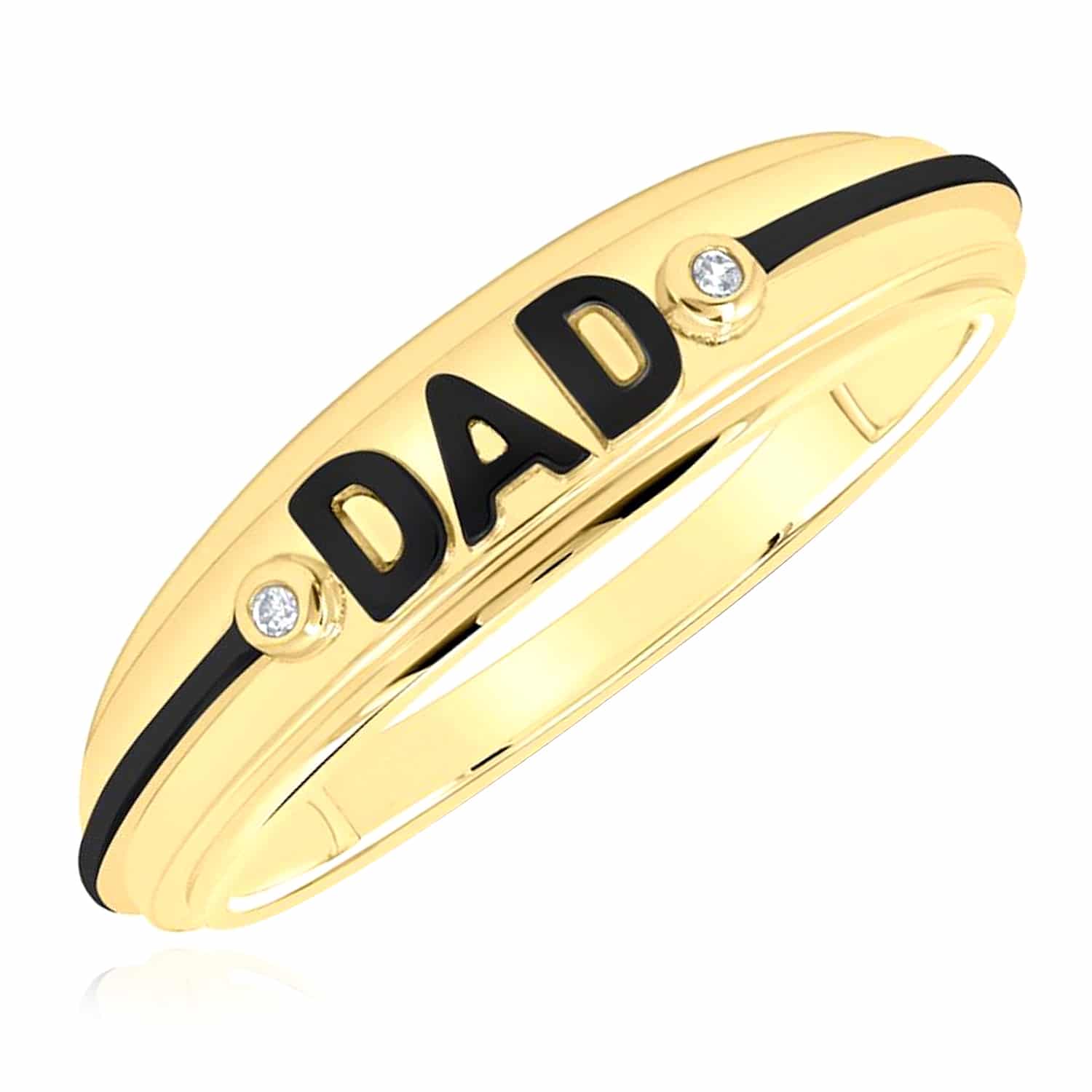 .01CTW Natural Diamond 10K Yellow Gold DAD Band Ring - 10.75