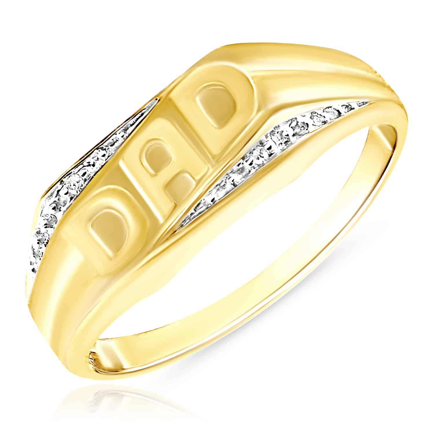 .01CTW Natural Diamond 10K Yellow Gold Dynamic DAD Ring - 10.25