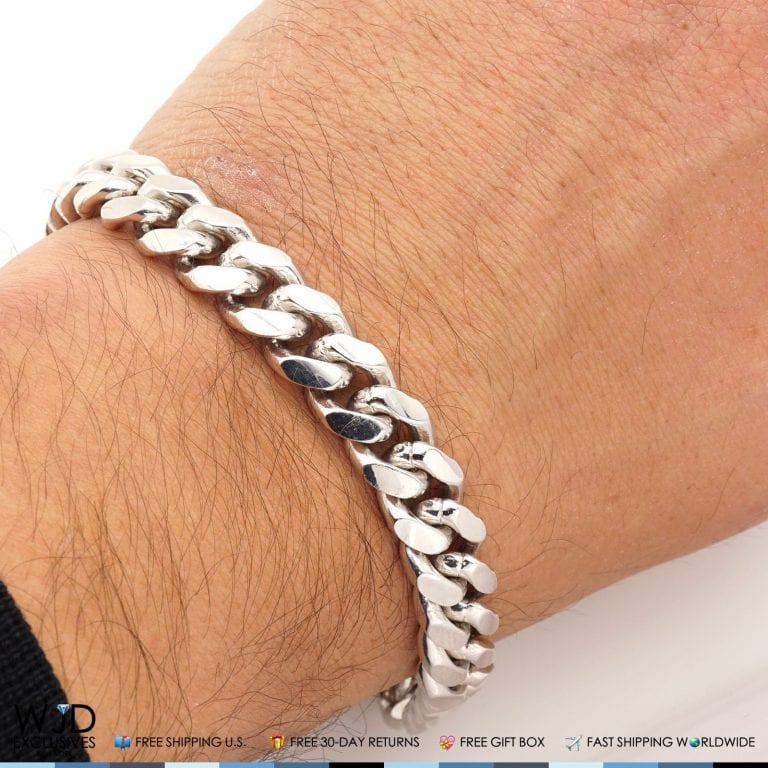 925 Sterling Silver 10mm Wide Miami Cuban Chain Bracelet 8.5″ | WJD ...