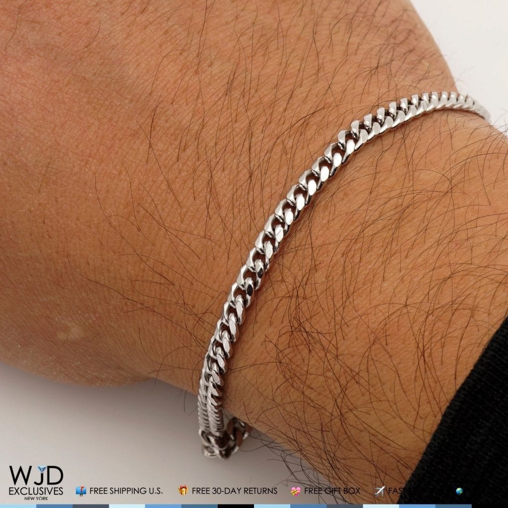 925 Sterling Silver 4mm Miami Cuban Chain Bracelet 8″ | WJD Exclusives