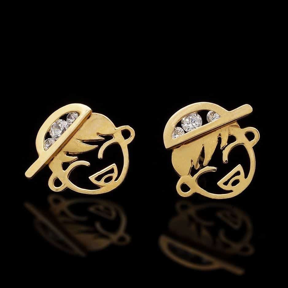.25Ct Created Diamond 14K Yellow Gold Boy Cap Stud Earrings