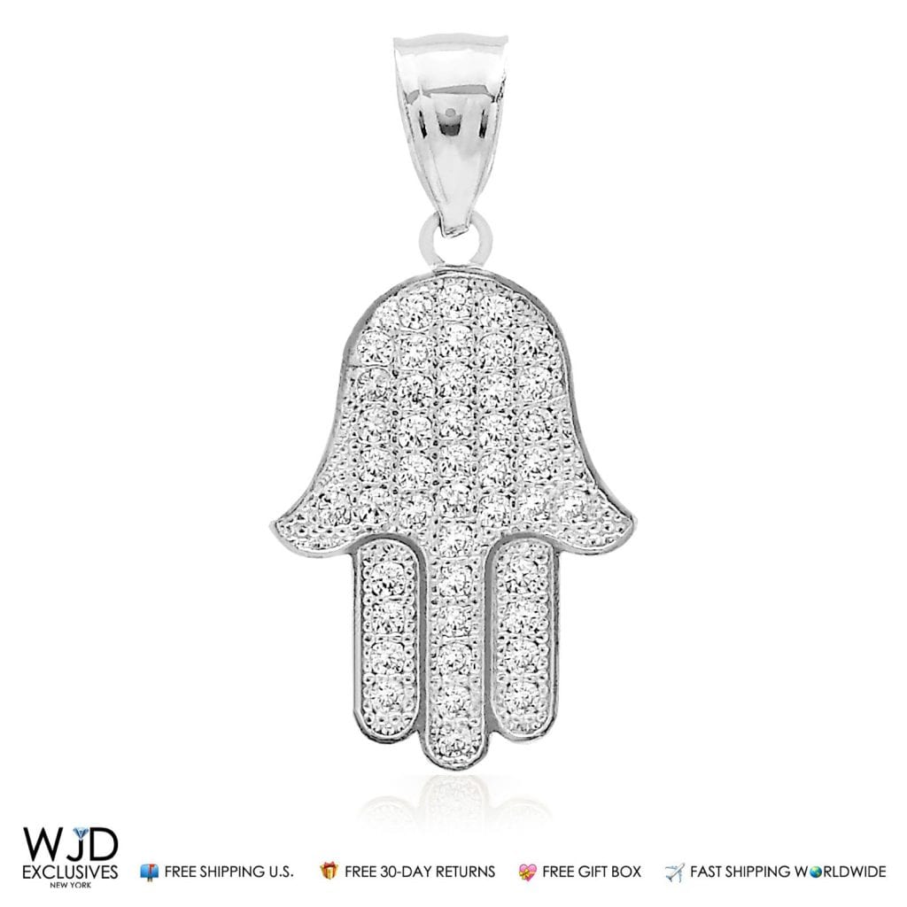 Chain Details about   Real Diamonds Hamsa Hand of Fatima Charm 10K White Gold Finish Pendent