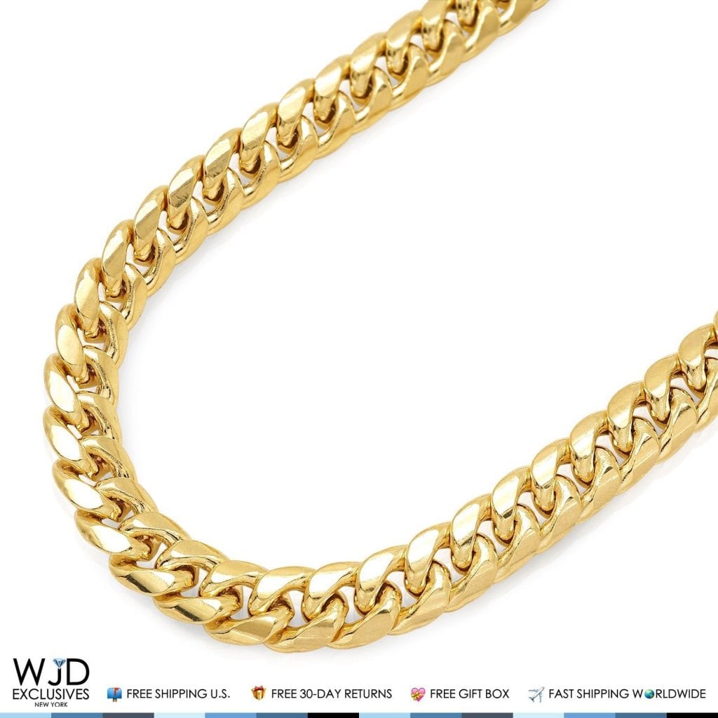 10K Yellow Gold Hollow 11mm Miami Cuban Chain Necklace 30"
